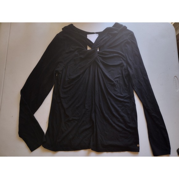 Fabletics Tops - Fabletics Sadie Long Sleeve Top Black Twisted Front Ruched Jersey XL